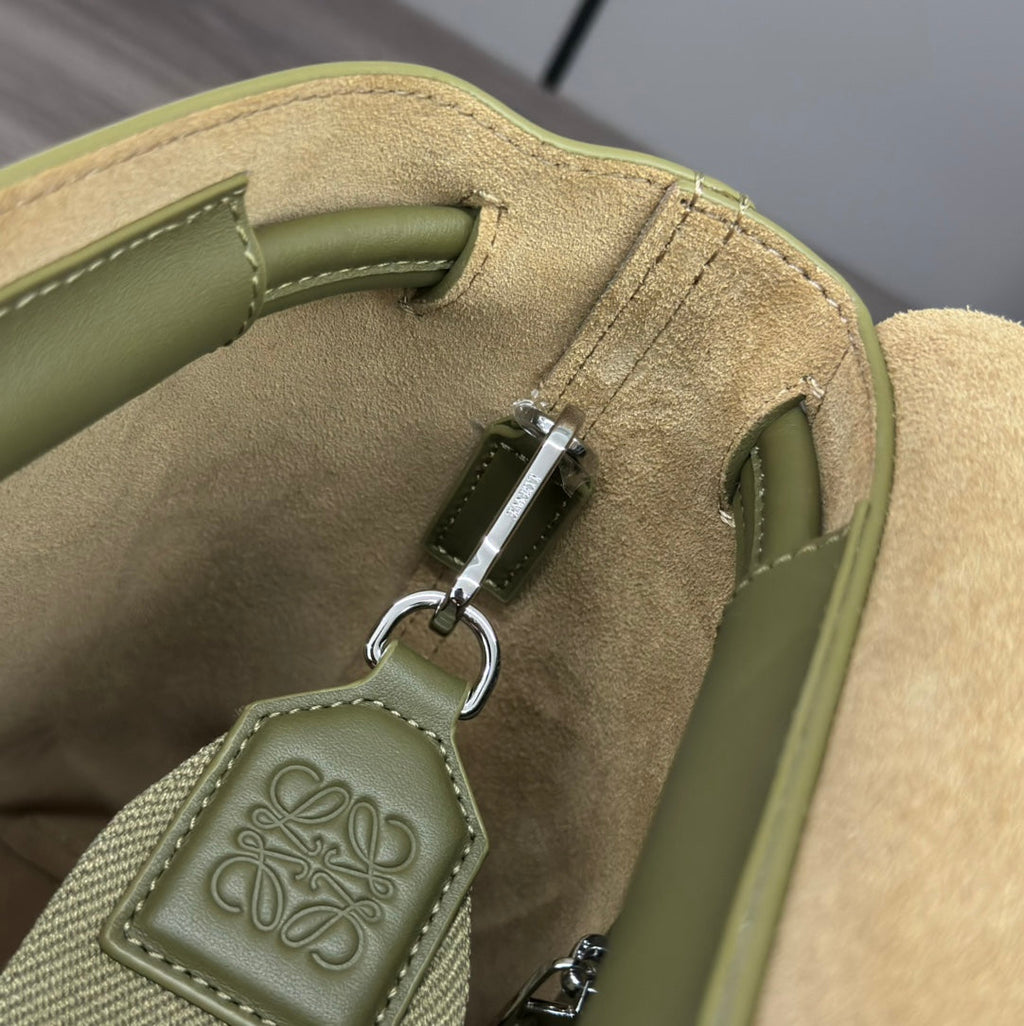 Flamenco Satchel 34 in Army Green Shiny Supple Calfskin