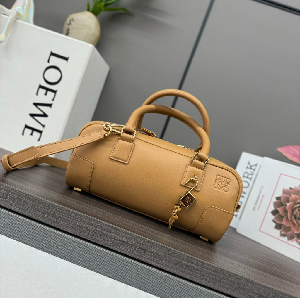 Loewe Amazona 23 Cropped Bag in Peanut Brown Soft Grained Calfskin