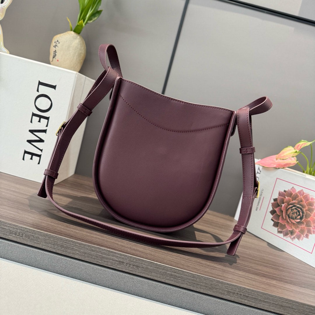 Loewe Hammock Slice 25 Bag in Plum Purple Shiny Calfskin