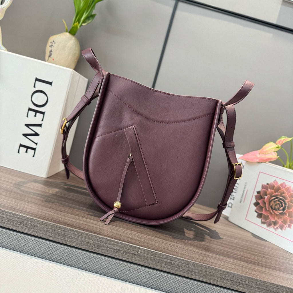 Loewe Hammock Slice 25 Bag in Plum Purple Shiny Calfskin
