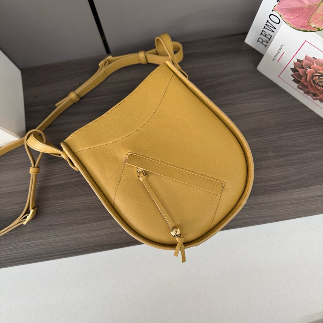 Loewe Hammock Slice 25 Bag in Sand Yellow Shiny Calfskin