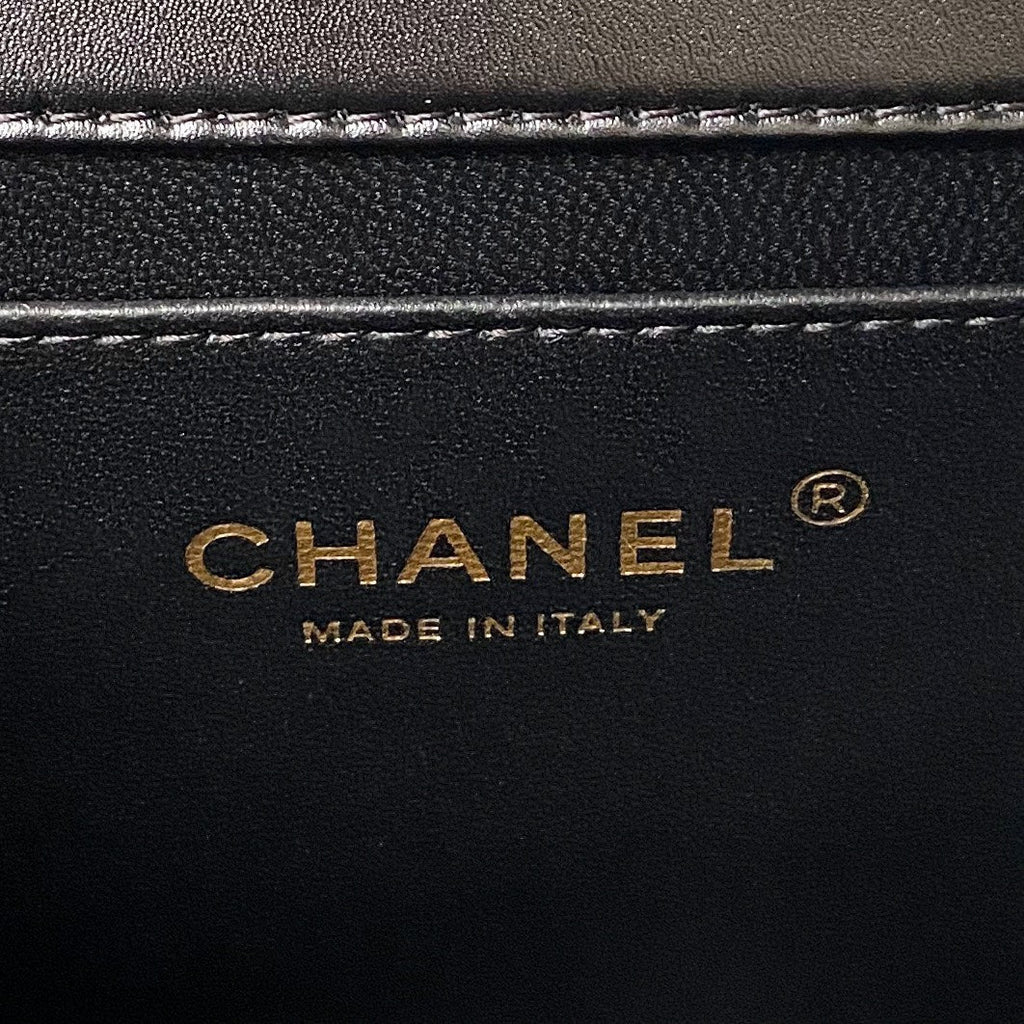Chanel Flap Bag 22 in Black Calfskin with Double Gold Ball