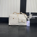 Chanel Bowling Bag 29 in Off-White Calfskin Gold Hardware