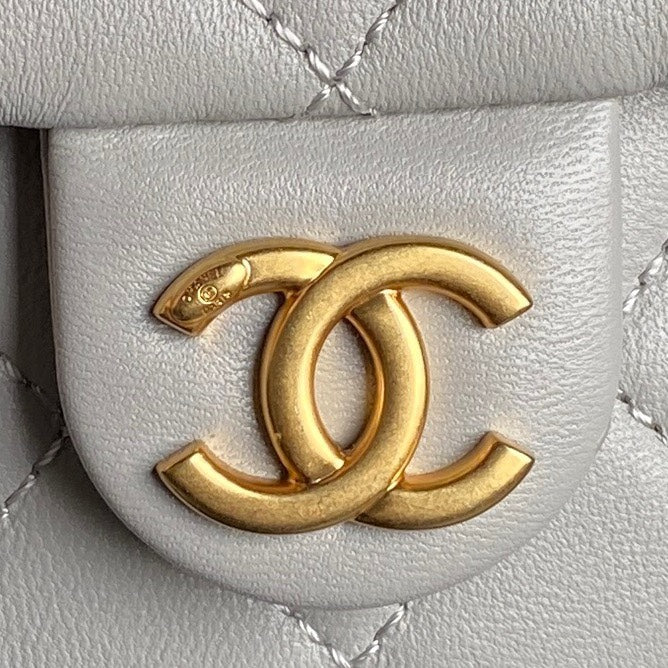 Chanel Cruise Drawstring Backpack 24 in Grey Lambskin Gold-Tone Metallic