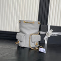 Chanel Cruise Drawstring Backpack 24 in Grey Lambskin Gold-Tone Metallic