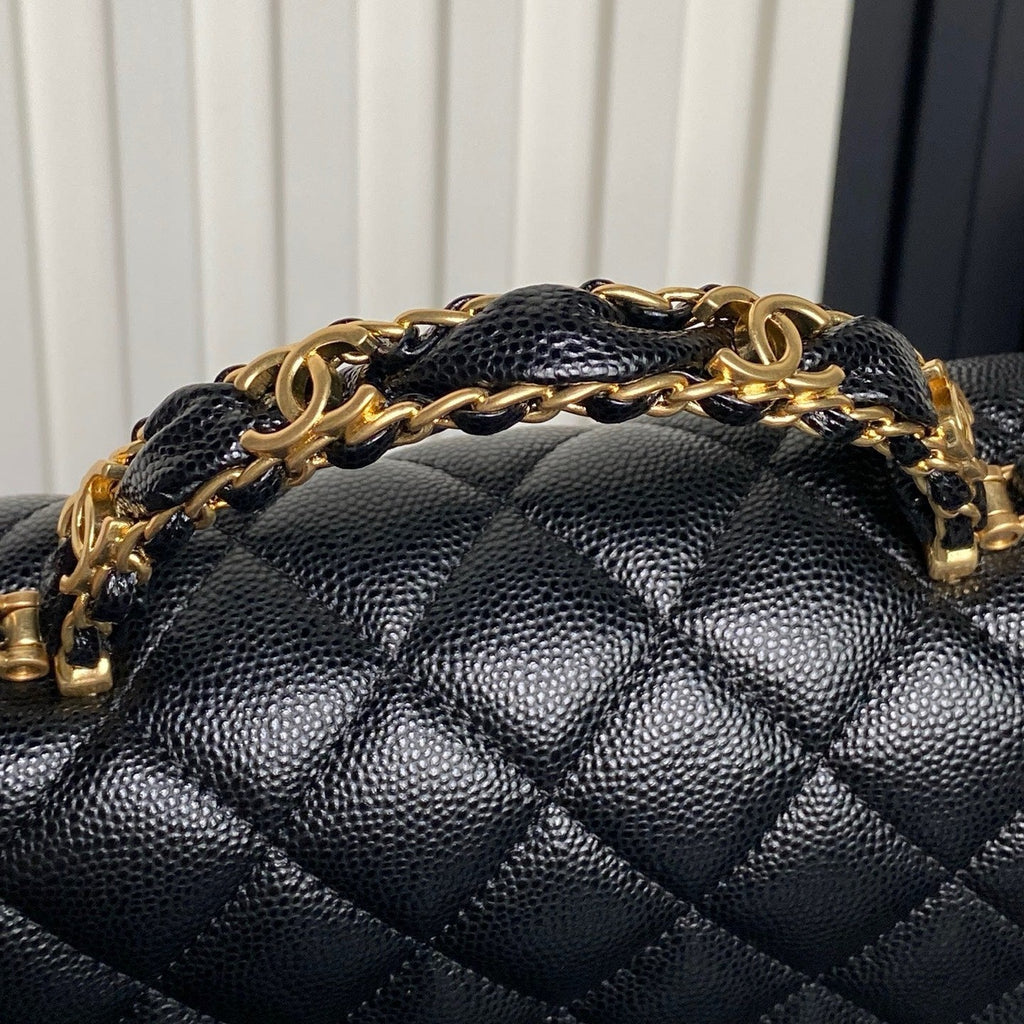 Chanel 25S Flap Bag 22 cm in Black Caviar with Gold Hardware