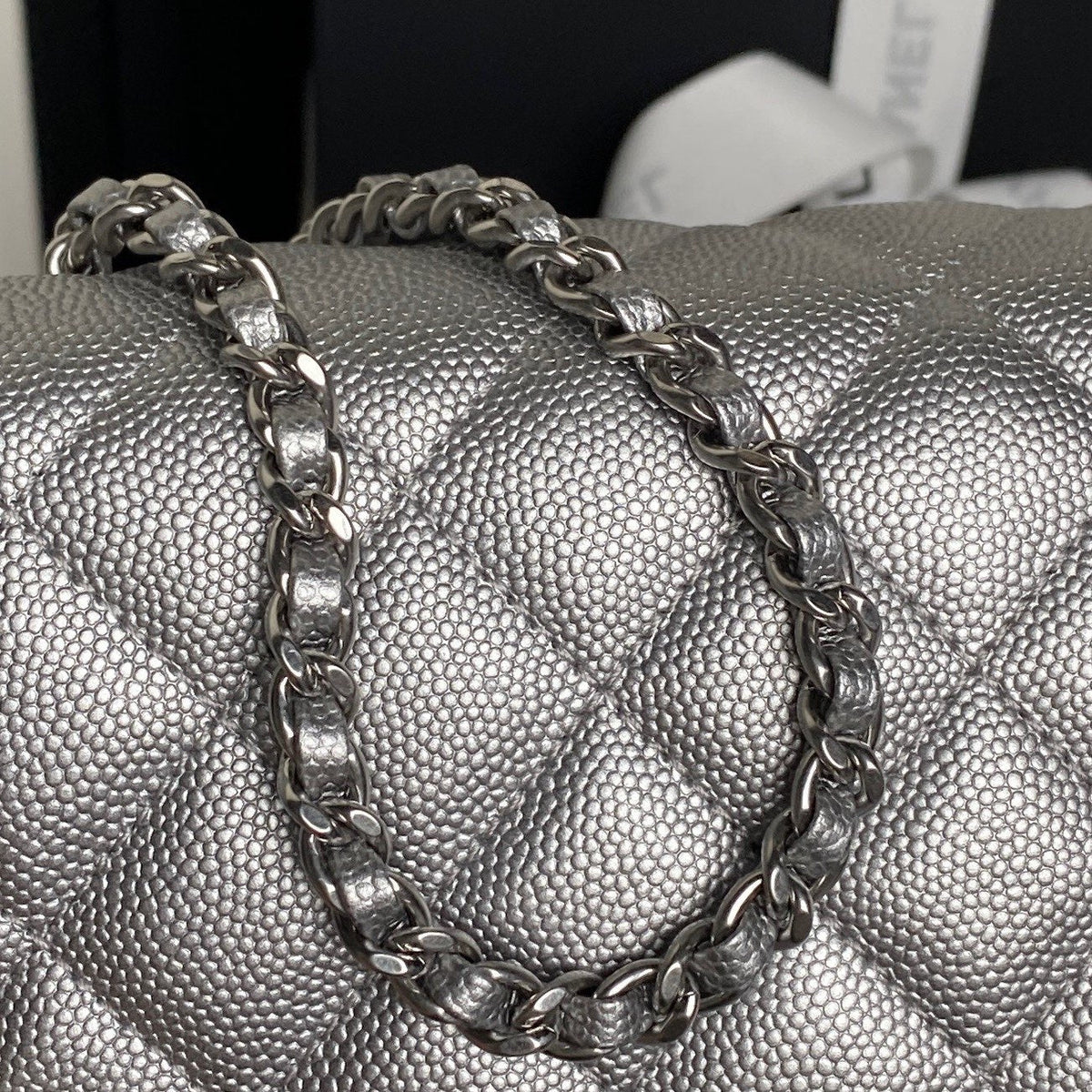 Chanel 25S Flap Bag 23 in Dark Gray Calfskin Silver Hardware