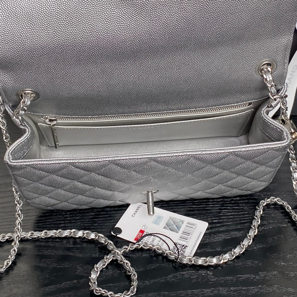 Chanel 25S Flap Bag 23 in Dark Gray Calfskin Silver Hardware