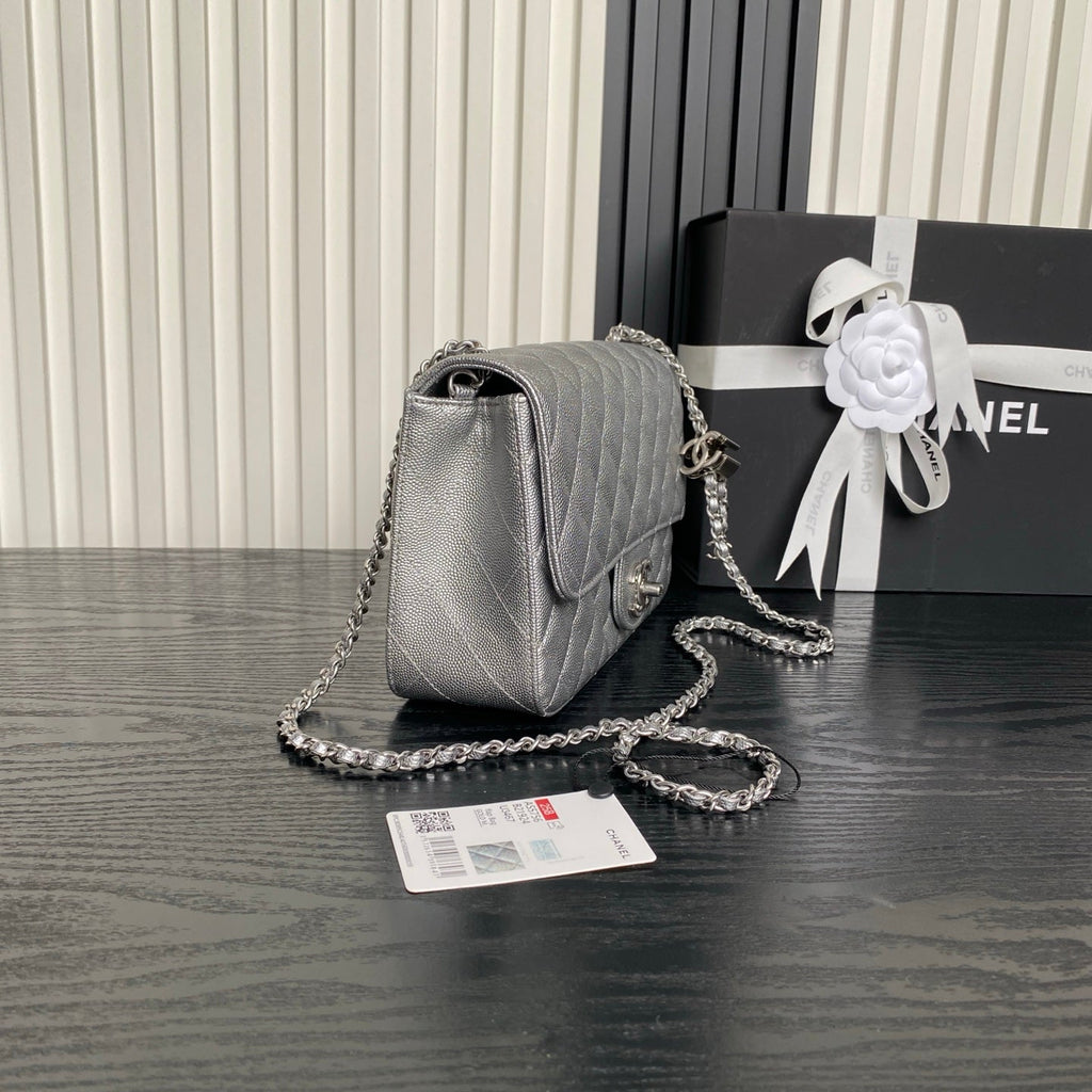 Chanel 25S Flap Bag 23 in Dark Gray Calfskin Silver Hardware
