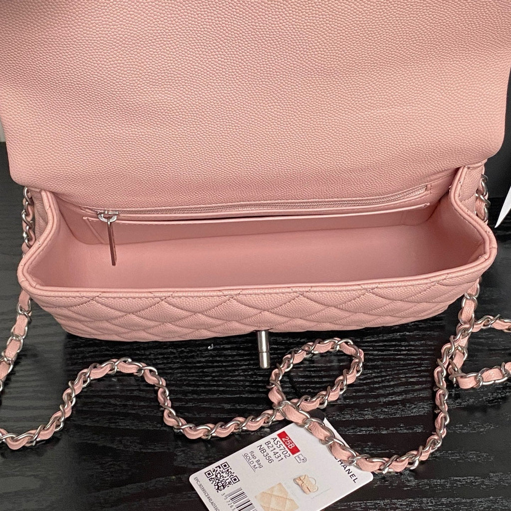 Chanel 25S Flap Bag 22 in Pink Calfskin Silver Hardware