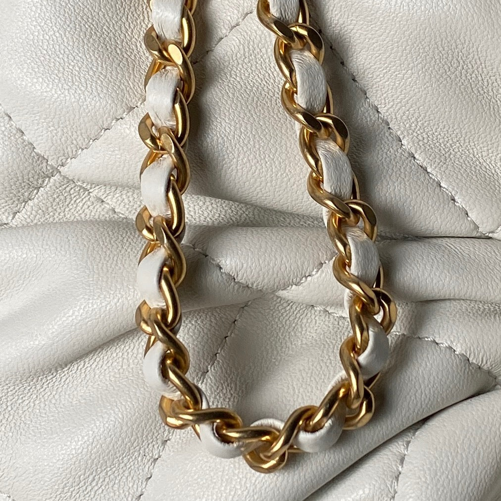 Chanel 25S Mini Bow Bag 26 in Cream White Lambskin with Gold Hardware