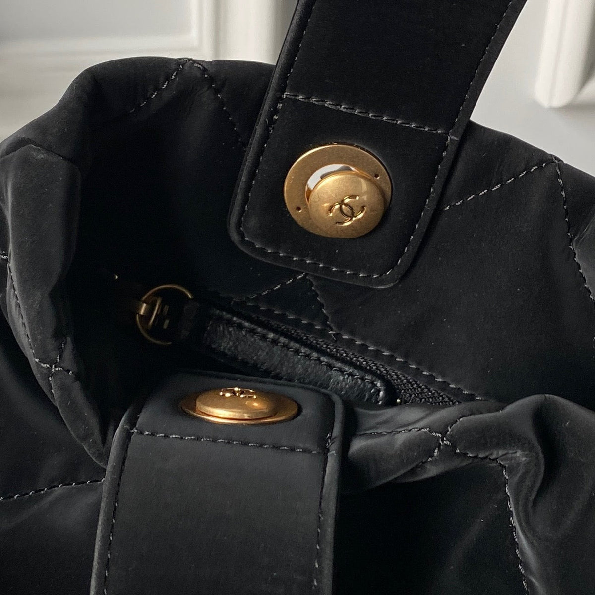 Chanel 25S Bow Bag 38 in Black Velvet with Gold Hardware