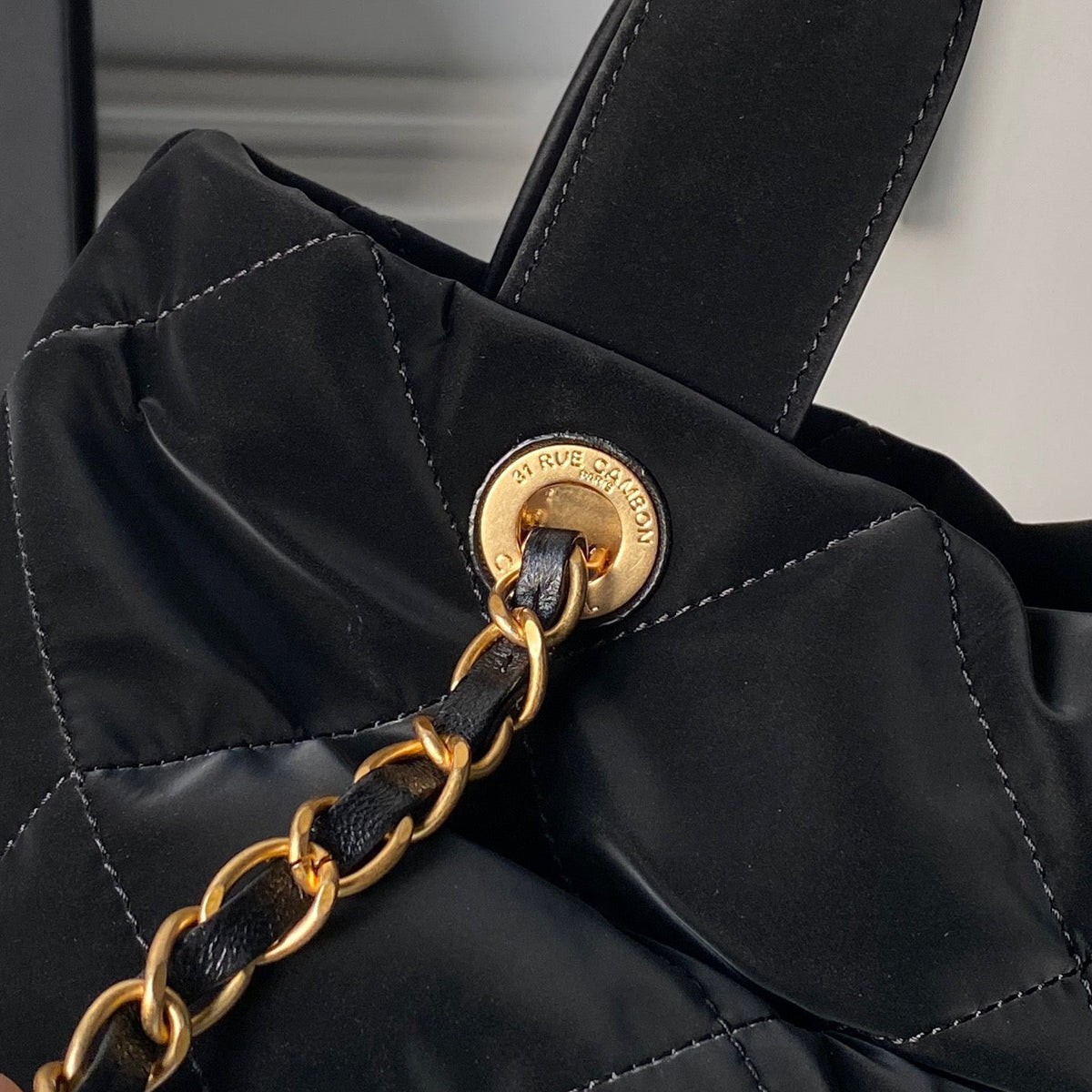 Chanel 25S Bow Bag 38 in Black Velvet with Gold Hardware