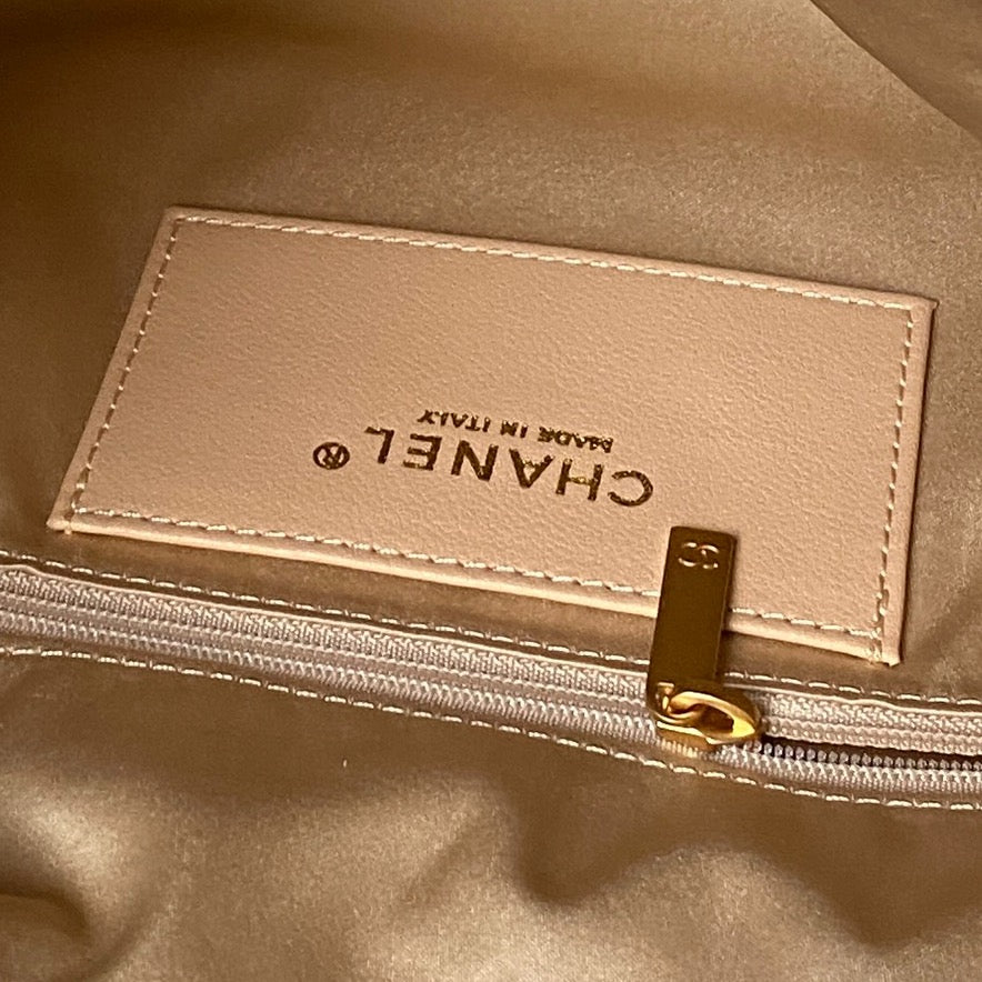 Chanel 25S Hobo Bag 45 in Warm Sand Beige Lambskin