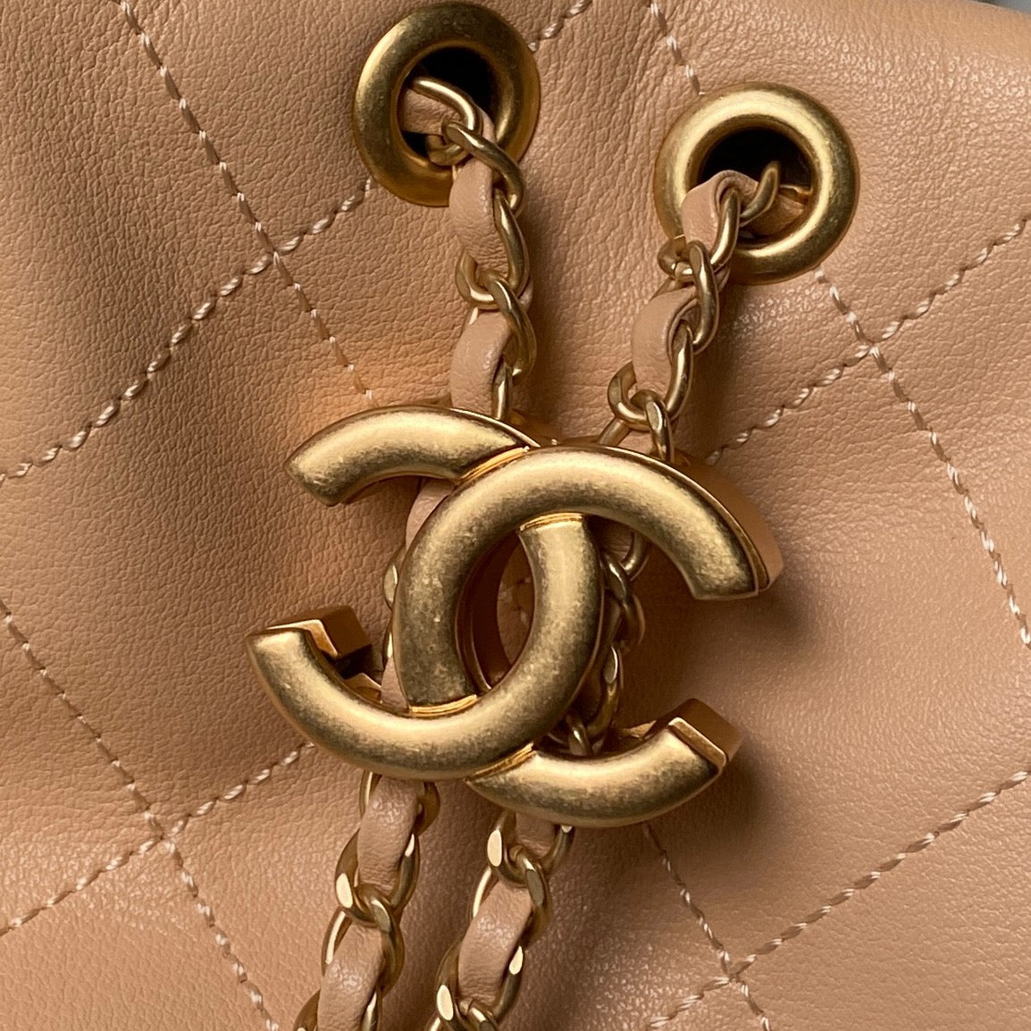 Chanel 25S Hobo Bag 45 in Warm Sand Beige Lambskin