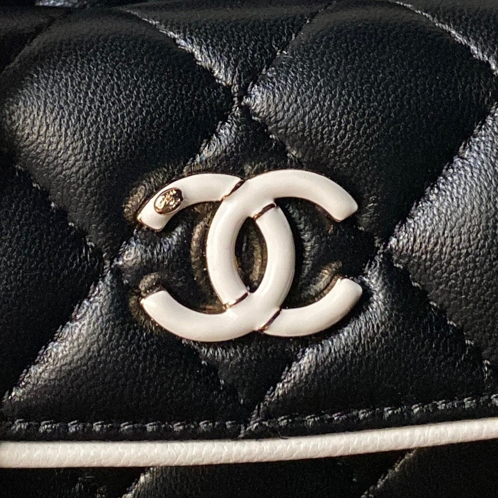 Chanel 25S Mini Backpack 18 in Black Lambskin