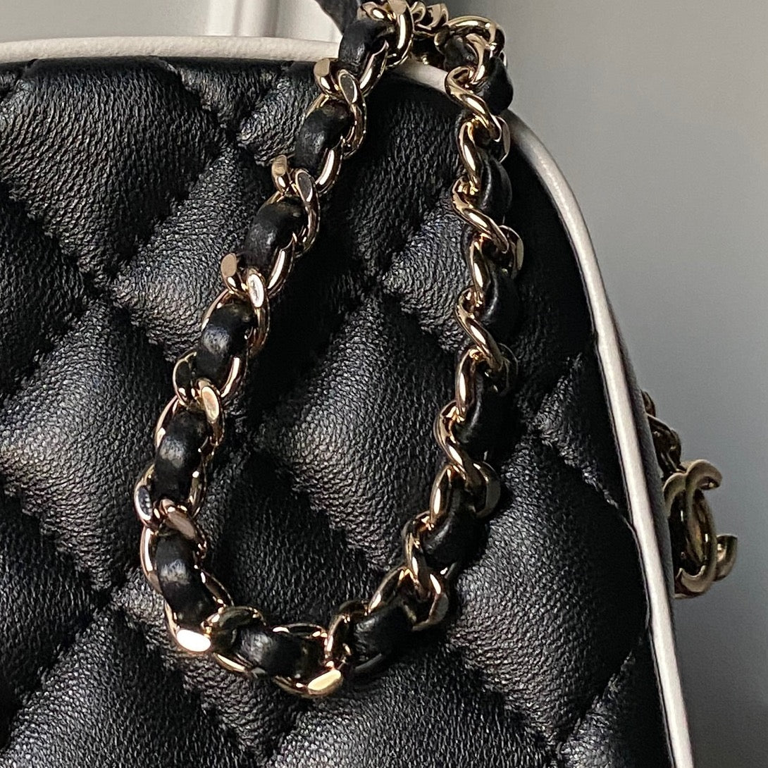 Chanel 25S Mini Backpack 18 in Black Lambskin