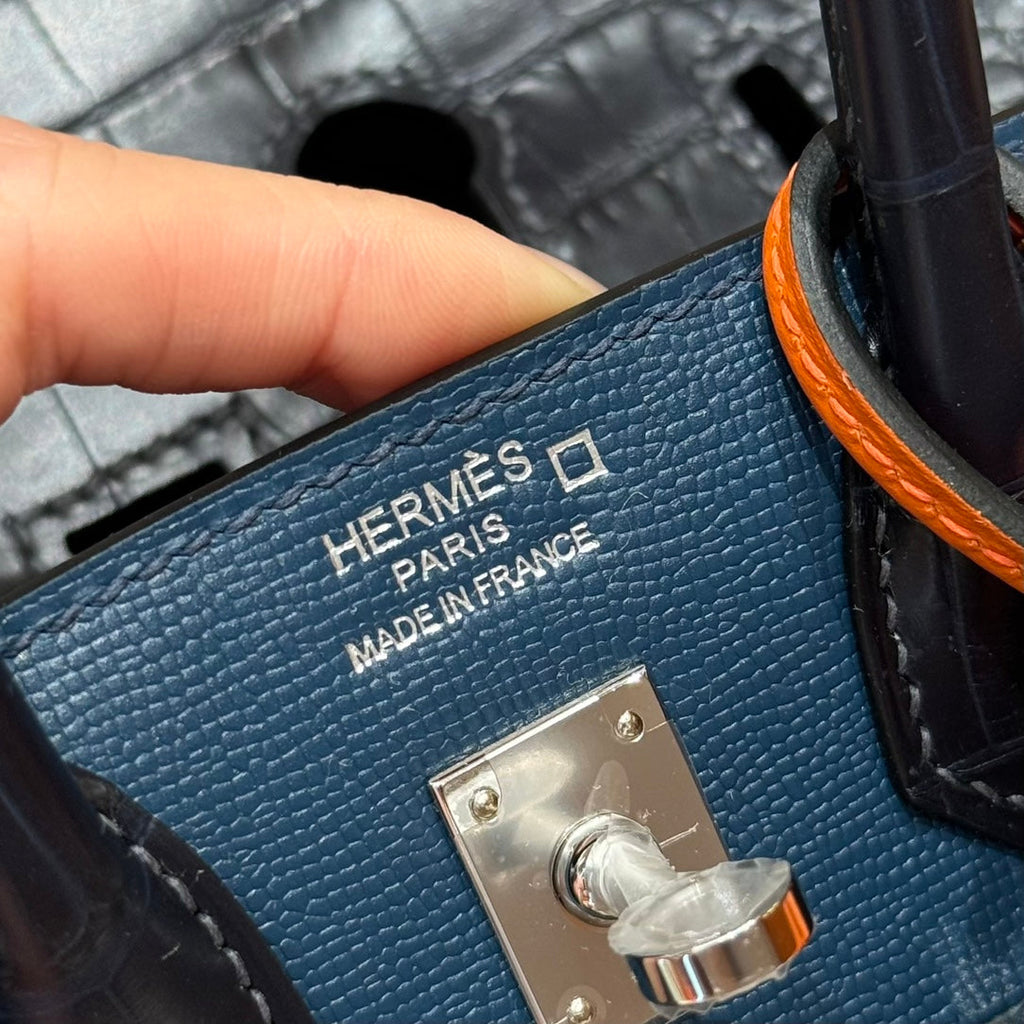 Hermes Birkin Faubourg Touch 20 in Navy Blue Calfskin with Silver Hardware Bag