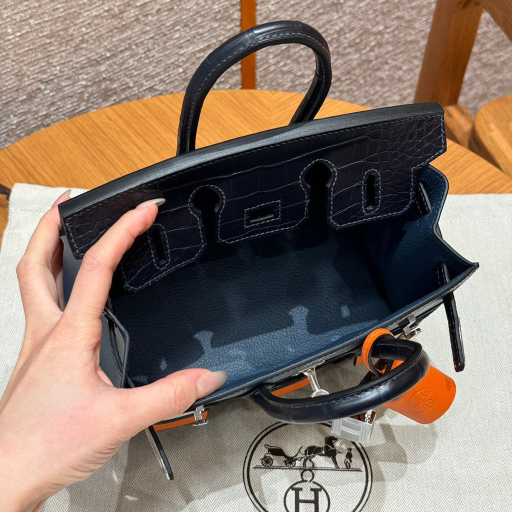Hermes Birkin Faubourg Touch 20 in Navy Blue Calfskin with Silver Hardware Bag