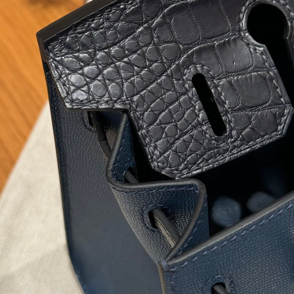 Hermes Birkin Faubourg Touch 20 in Navy Blue Calfskin with Silver Hardware Bag