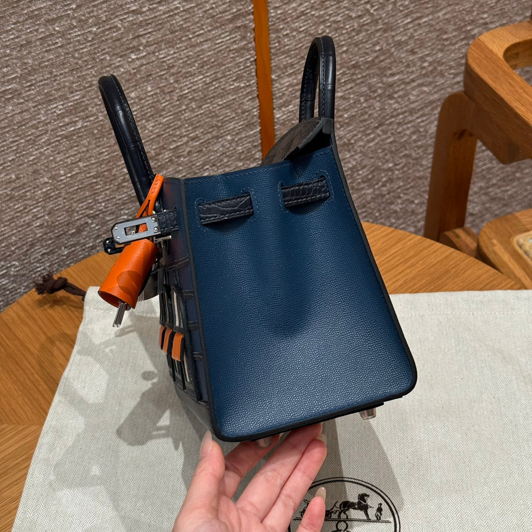 Hermes Birkin Faubourg Touch 20 in Navy Blue Calfskin with Silver Hardware Bag