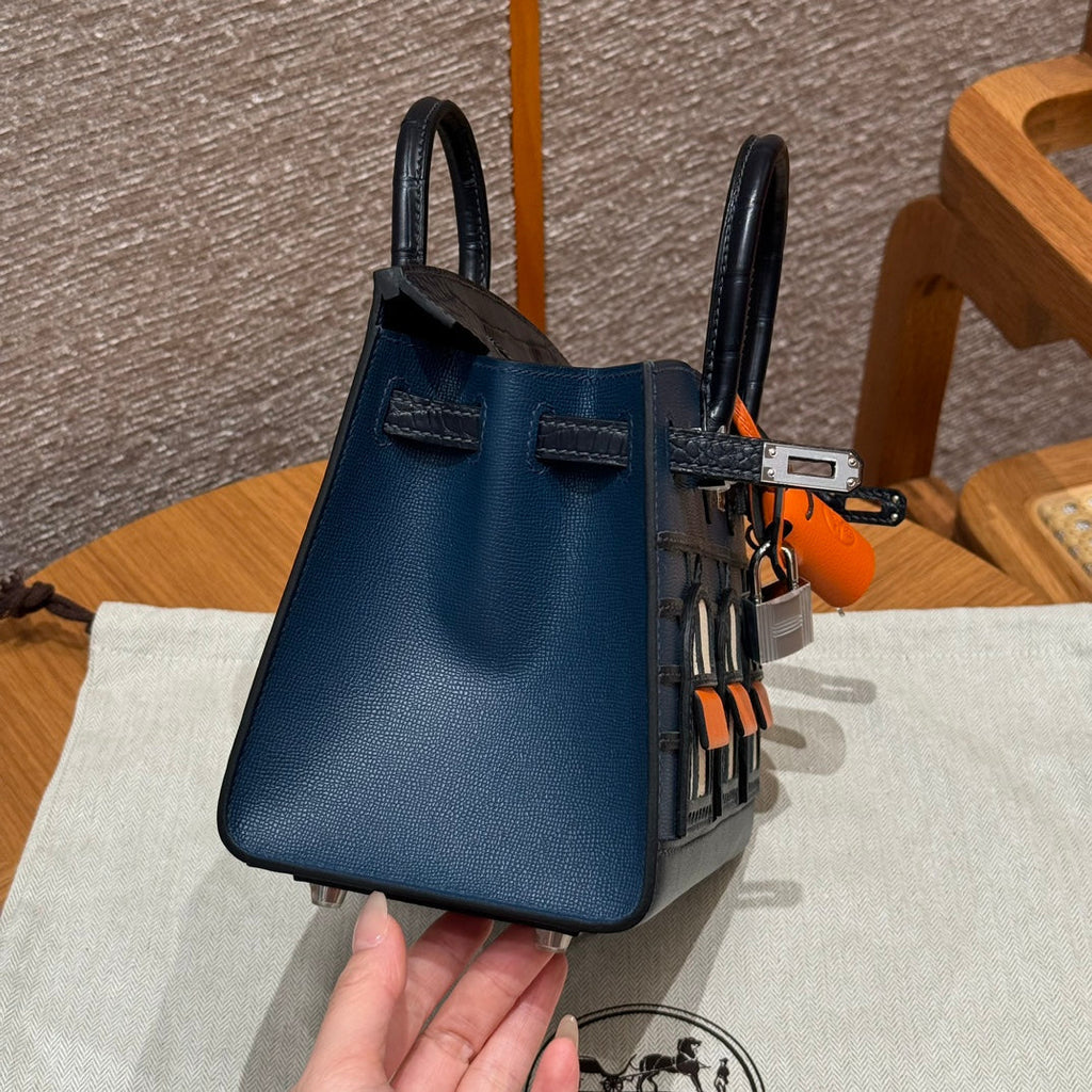 Hermes Birkin Faubourg Touch 20 in Navy Blue Calfskin with Silver Hardware Bag