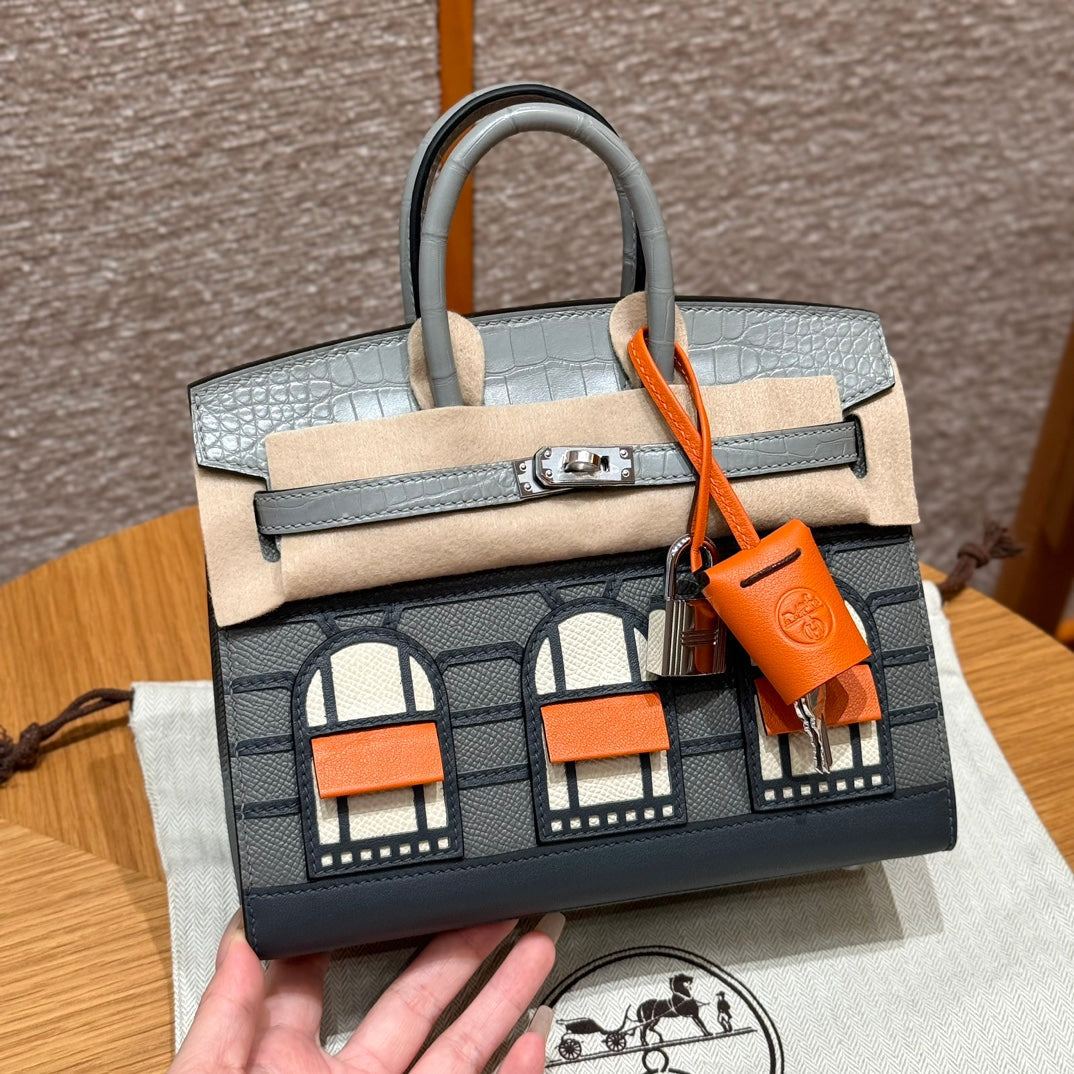 Hermes Birkin Faubourg Touch 20 in Dove Gray Calfskin with Silver Hardware Bag