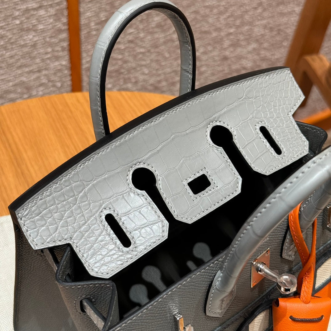 Hermes Birkin Faubourg Touch 20 in Dove Gray Calfskin with Silver Hardware Bag