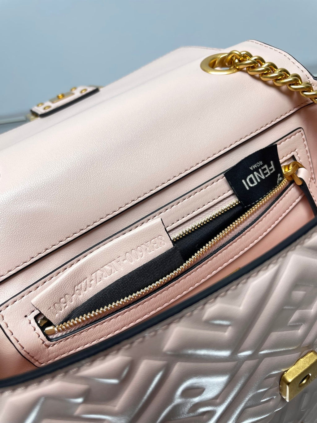 Fend Baguette 24 Bag with Ff Motif Pink Leather Ghw
