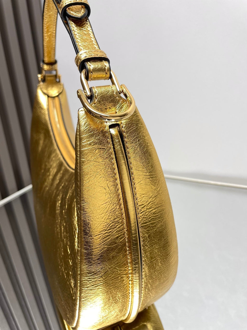 Fendi Fendigraphy Medium 29 in Gold Metallic Smooth Lambskin Gold Hardware Bag