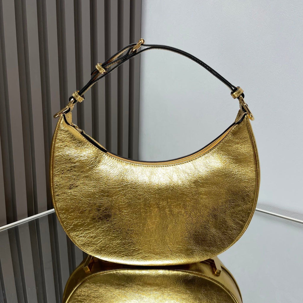 Fendi Fendigraphy Medium 29 in Gold Metallic Smooth Lambskin Gold Hardware Bag