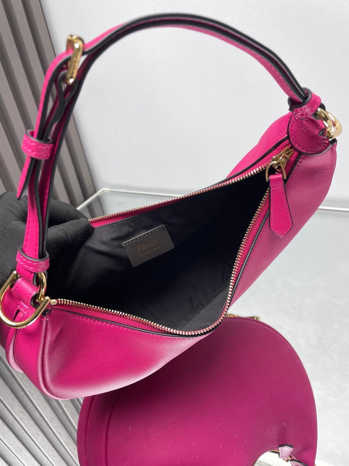 Fendi Fendigraphy Medium 29 in Bright Pink Smooth Lambskin Gold Hardware Bag