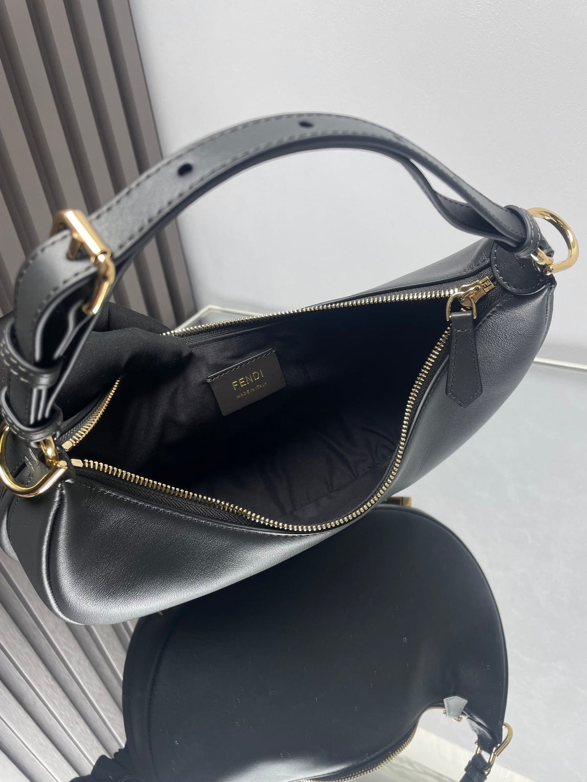 Fendi Fendigraphy Medium 29 in Black Smooth Lambskin Gold Hardware Bag