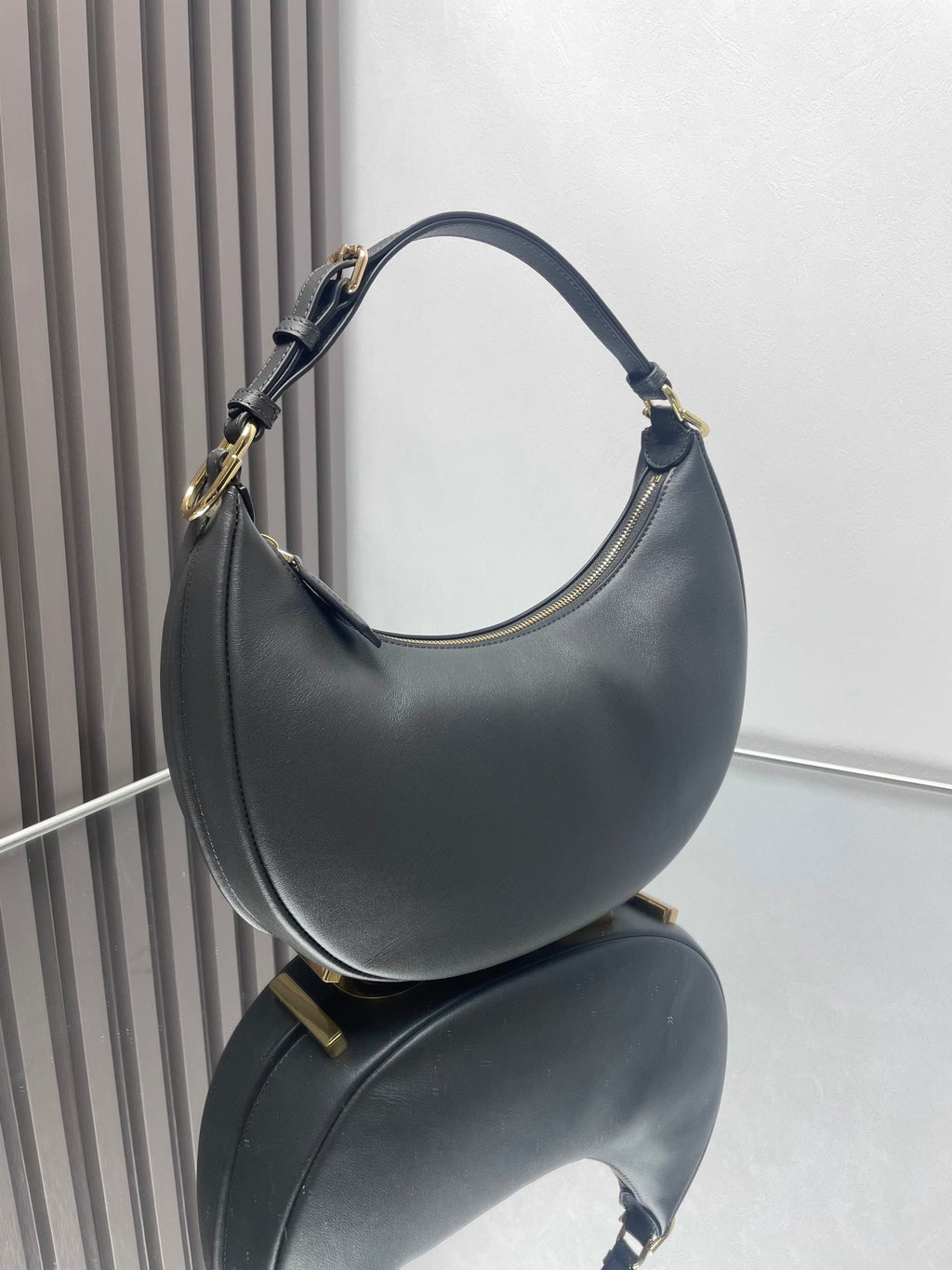 Fendi Fendigraphy Medium 29 in Black Smooth Lambskin Gold Hardware Bag
