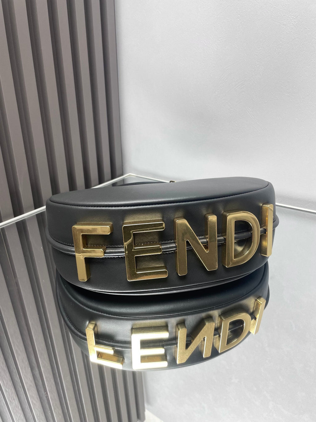 Fendi Fendigraphy Medium 29 in Black Smooth Lambskin Gold Hardware Bag