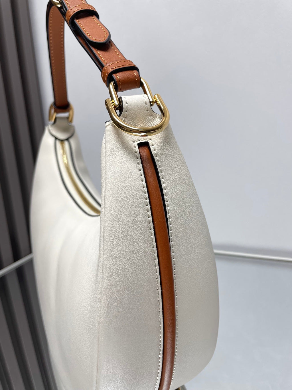 Fendi Fendigraphy Medium 29 in White and Orange Trim Smooth Lambskin Gold Hardware Bag