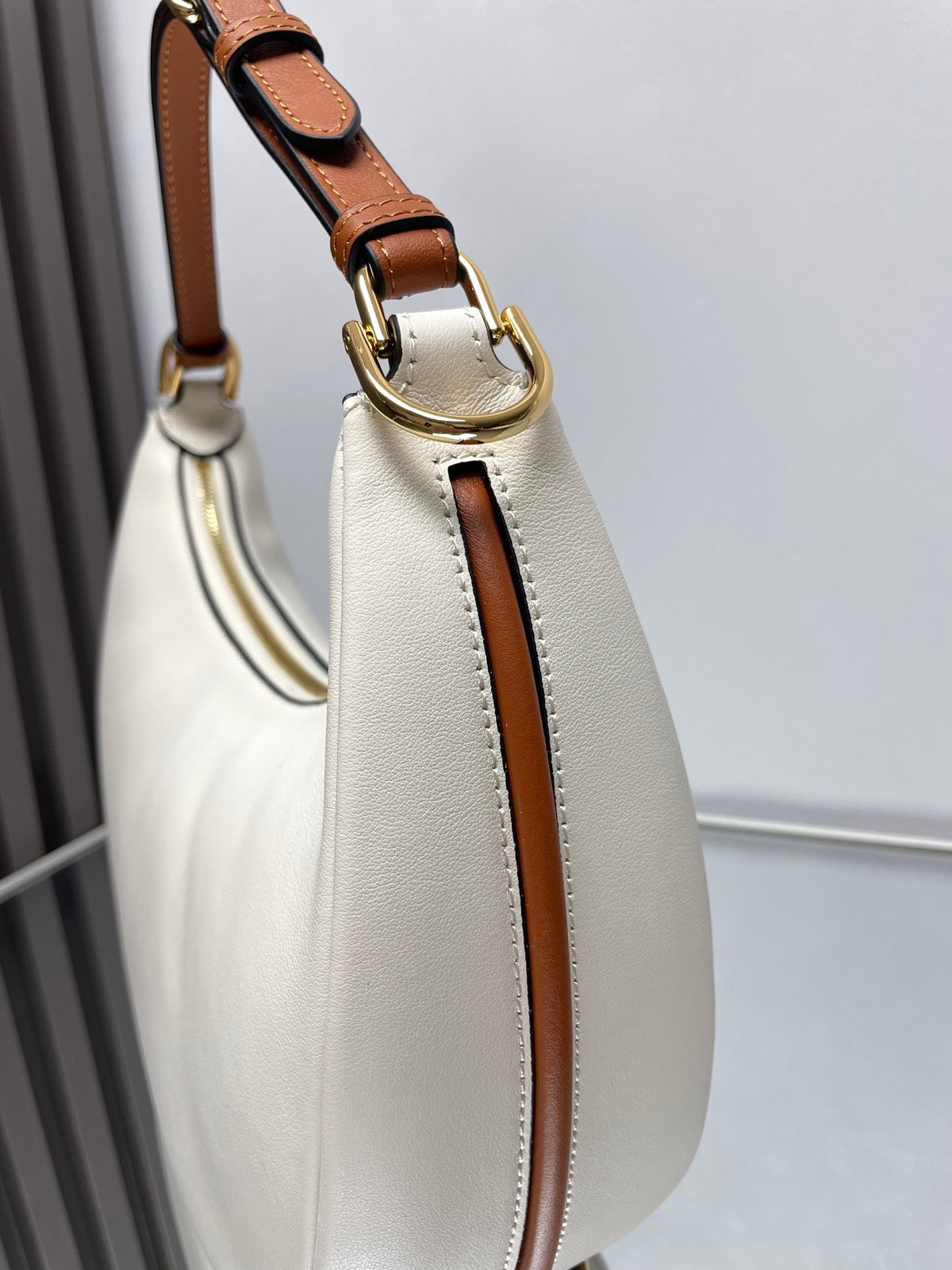 Fendi Fendigraphy Medium 29 in White and Orange Trim Smooth Lambskin Gold Hardware Bag