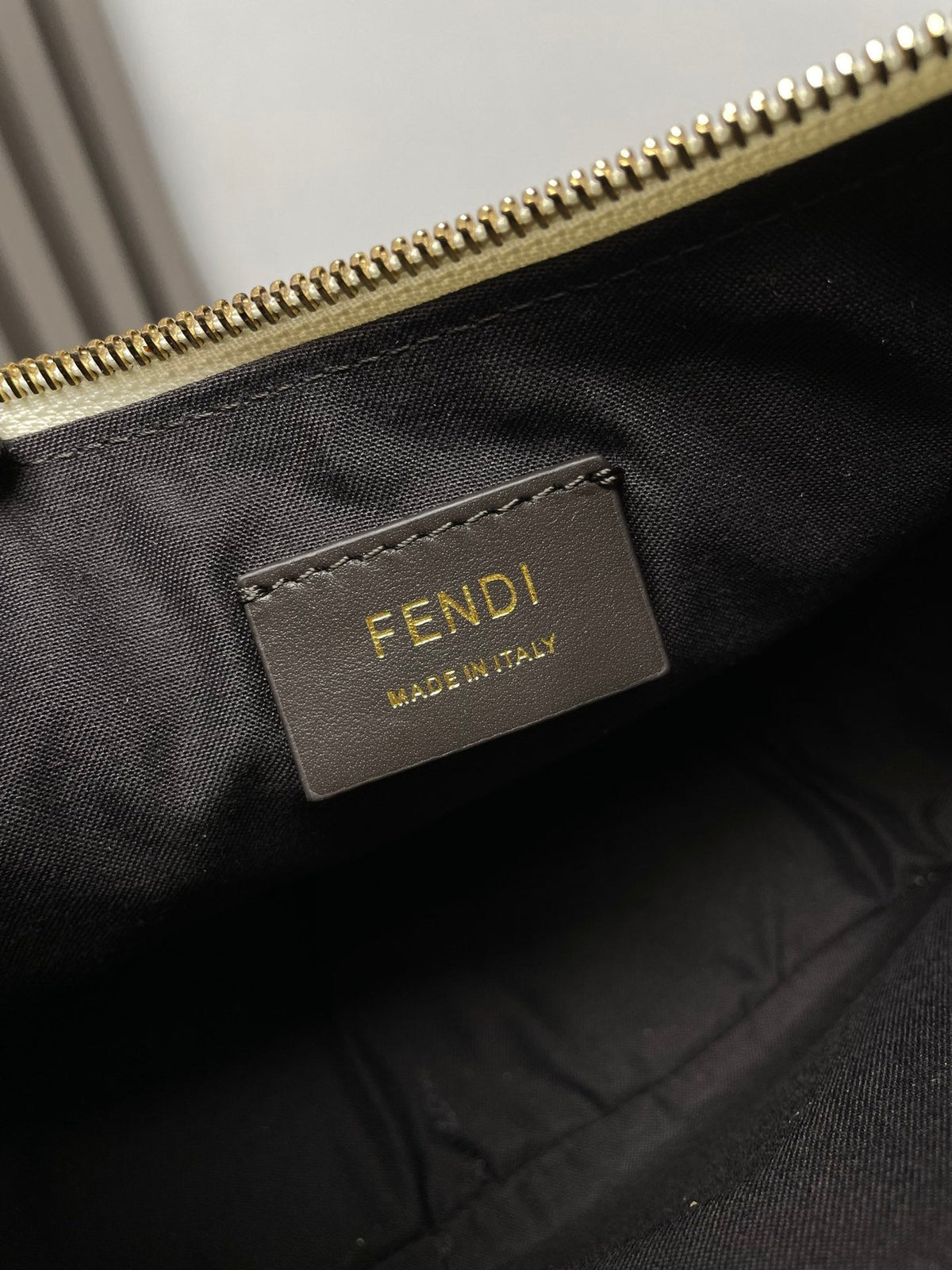 Fendi Fendigraphy Medium 29 in White and Orange Trim Smooth Lambskin Gold Hardware Bag