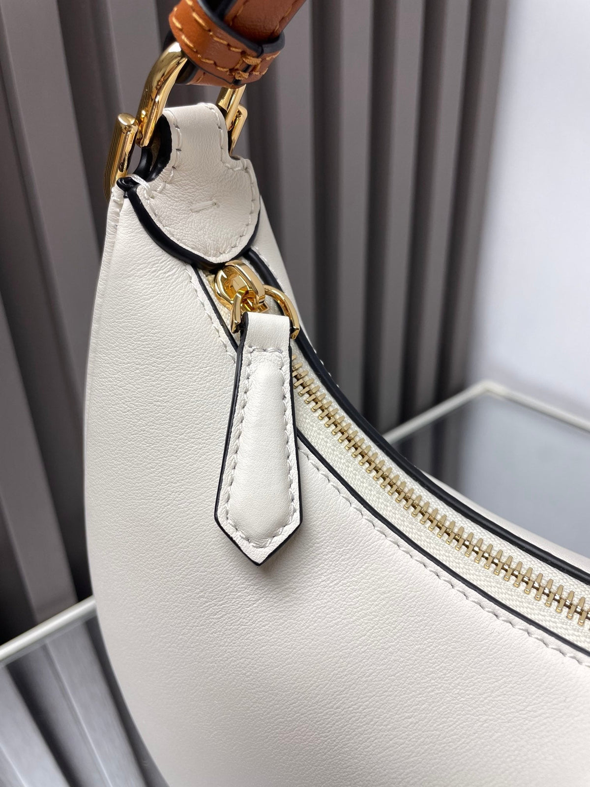 Fendi Fendigraphy Medium 29 in White and Orange Trim Smooth Lambskin Gold Hardware Bag