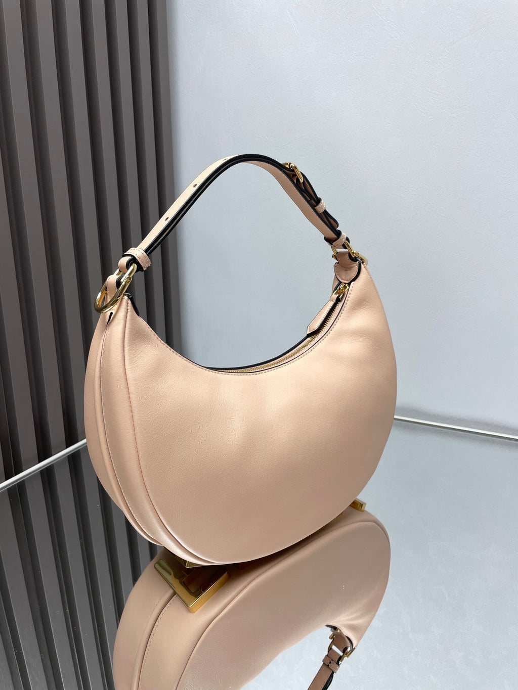 Fendi Fendigraphy Medium 29 in Bisque Smooth Lambskin Gold Hardware Bag