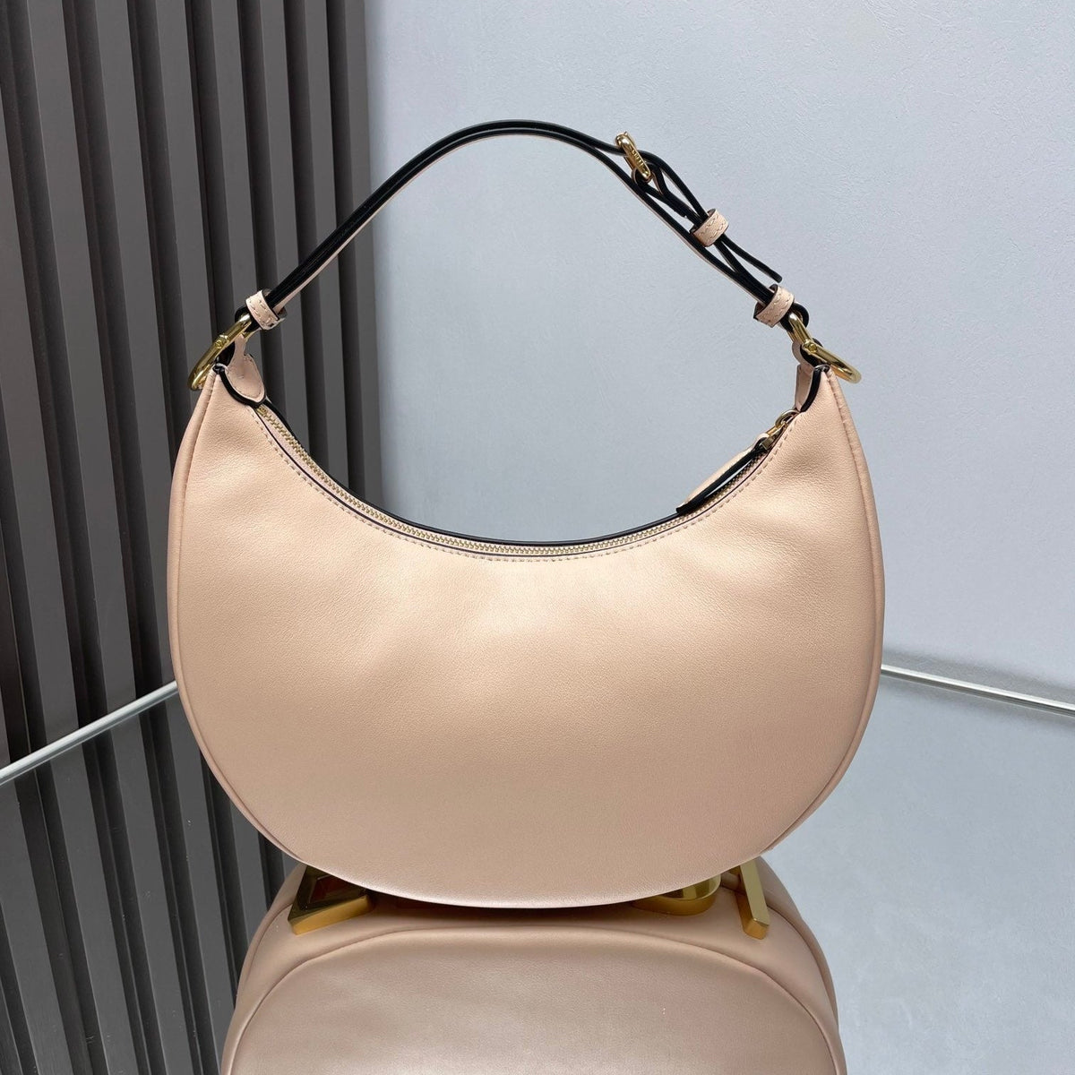 Fendi Fendigraphy Medium 29 in Bisque Smooth Lambskin Gold Hardware Bag