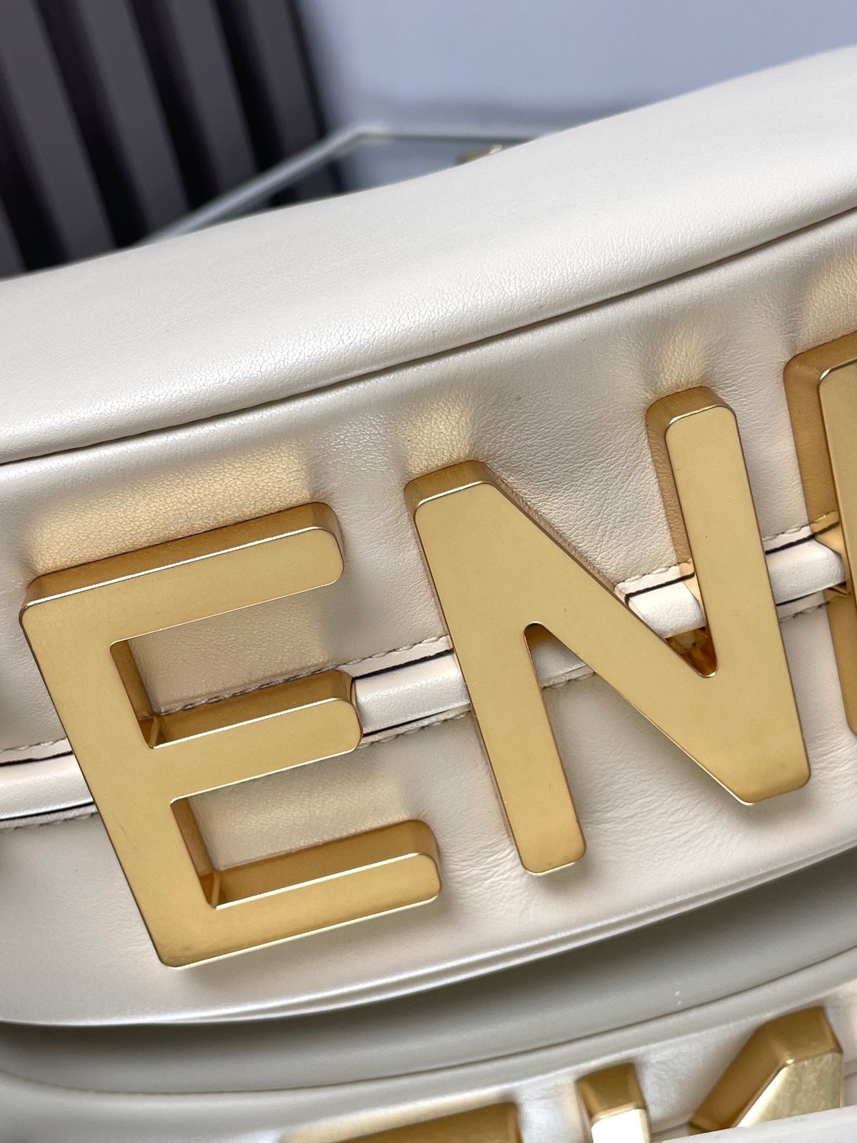 Fendi Fendigraphy Medium 29 in White Smooth Lambskin Gold Hardware Bag