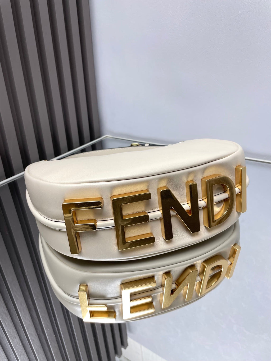 Fendi Fendigraphy Medium 29 in White Smooth Lambskin Gold Hardware Bag