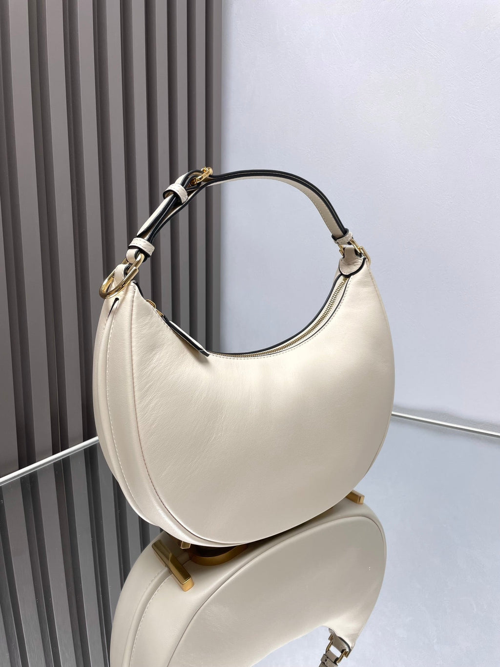 Fendi Fendigraphy Medium 29 in White Smooth Lambskin Gold Hardware Bag