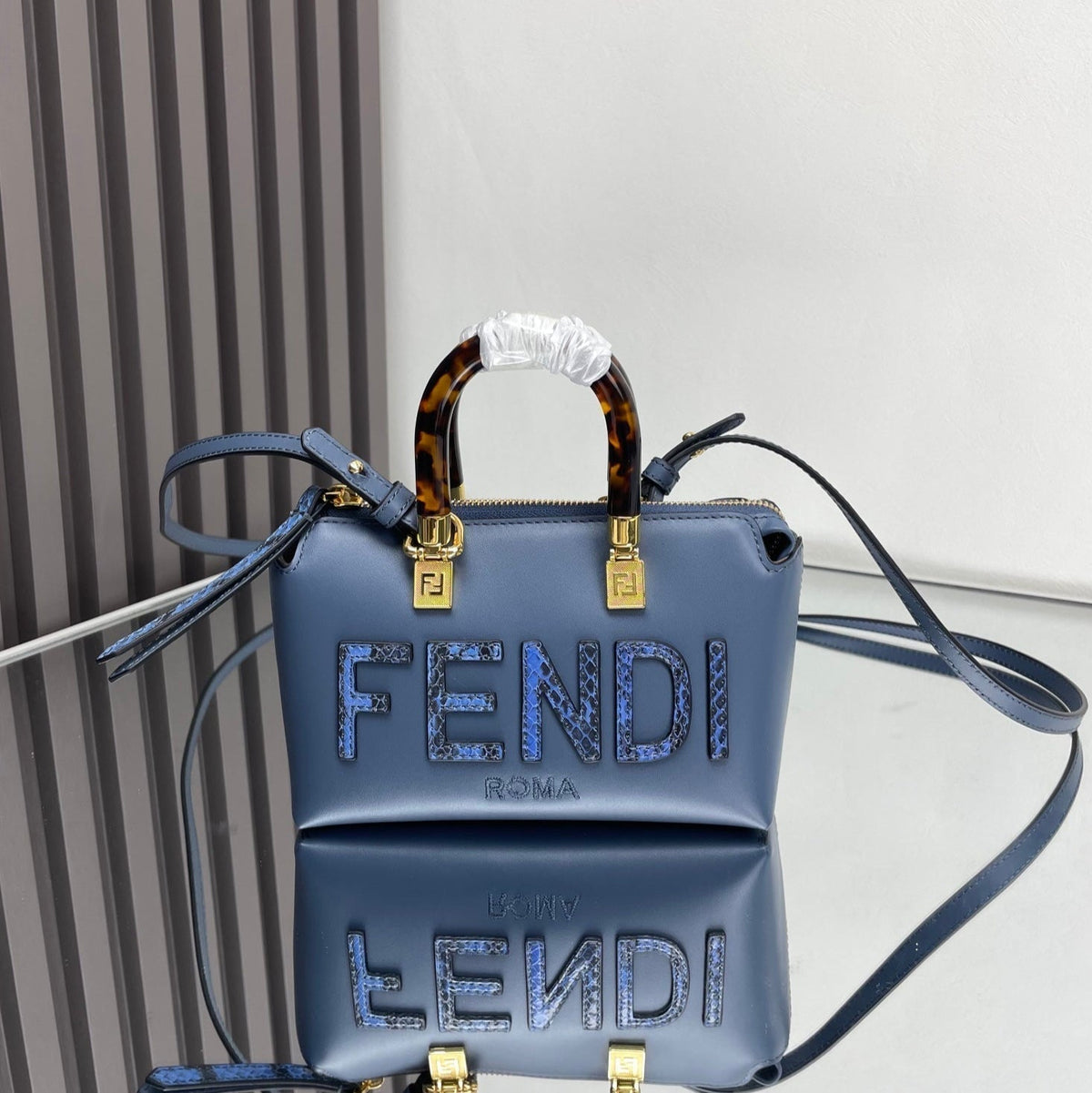 Fendi By the Way Mini 18 in Aegean Blue Lambskin Gold Hardware Bag