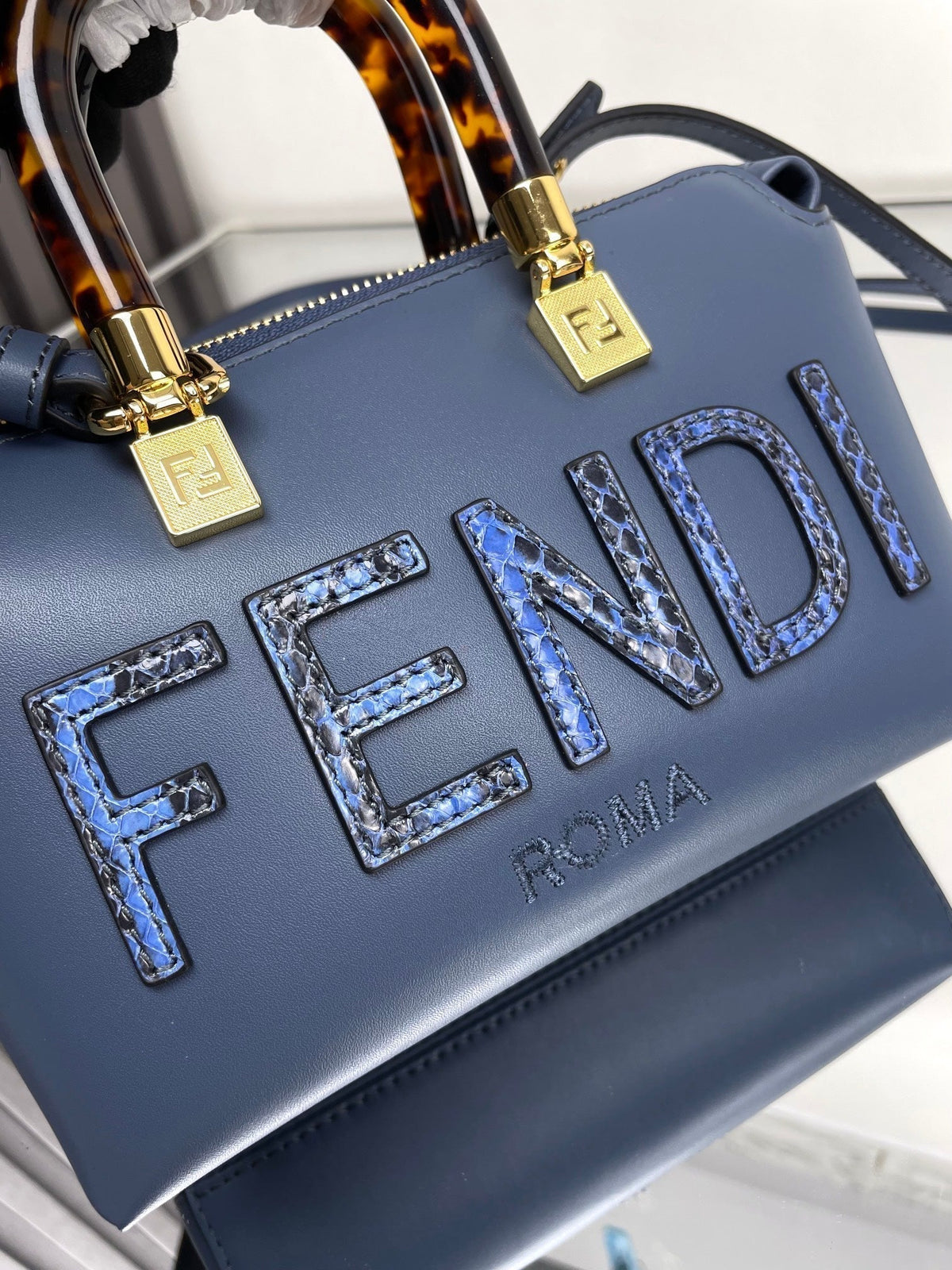 Fendi By the Way Mini 18 in Aegean Blue Lambskin Gold Hardware Bag