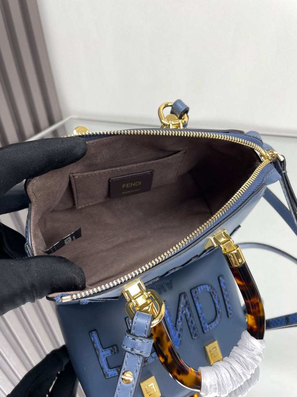 Fendi By the Way Mini 18 in Aegean Blue Lambskin Gold Hardware Bag