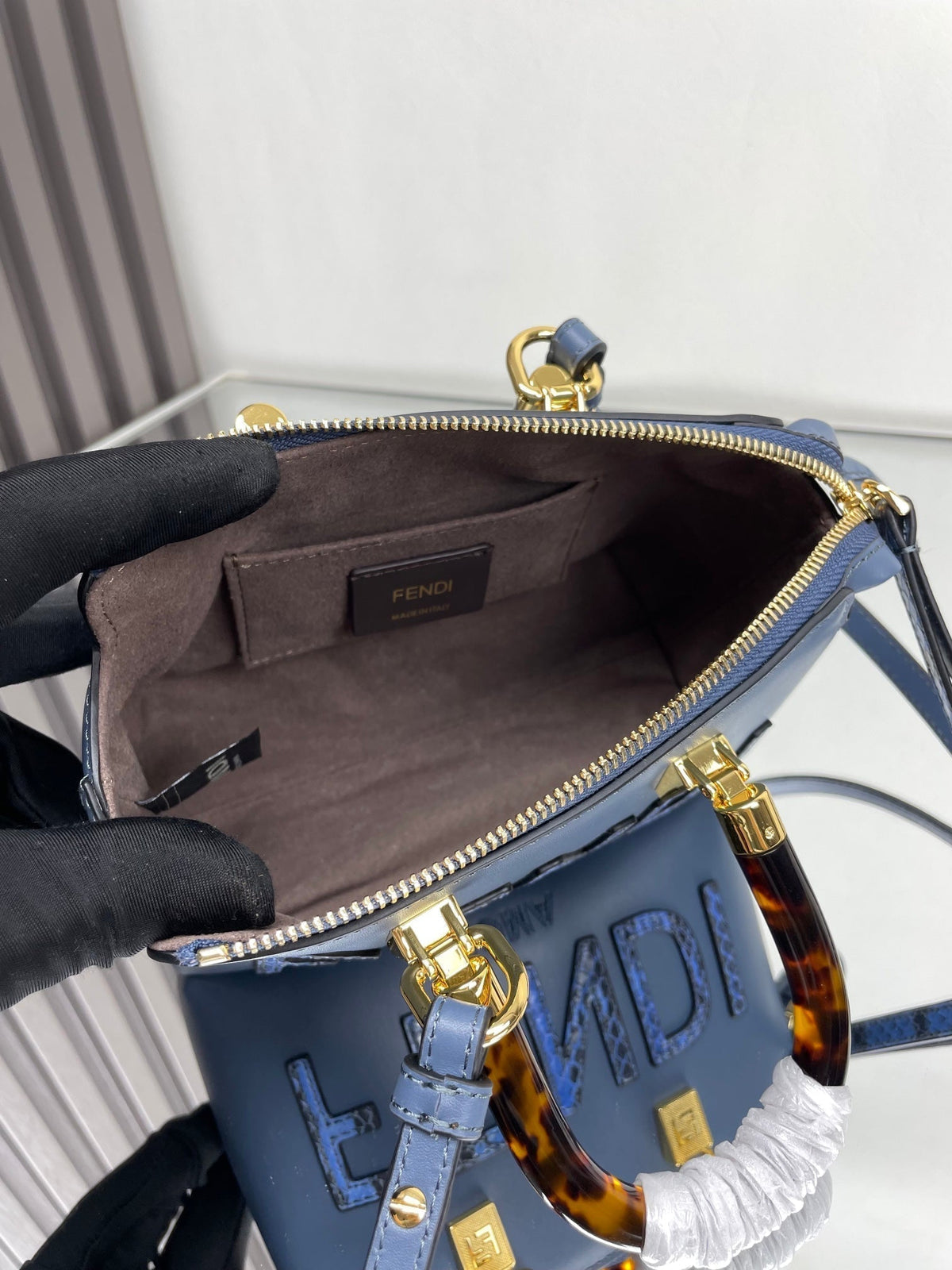 Fendi By the Way Mini 18 in Aegean Blue Lambskin Gold Hardware Bag