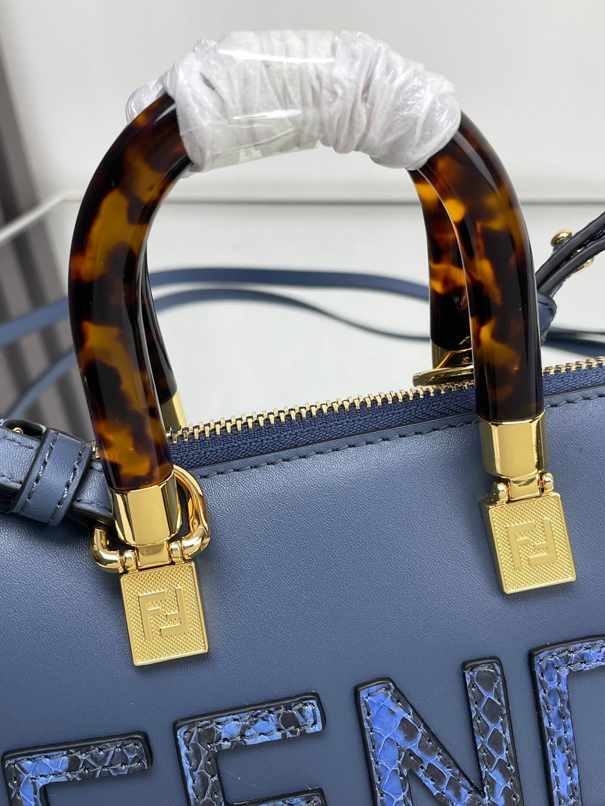 Fendi By the Way Mini 18 in Aegean Blue Lambskin Gold Hardware Bag