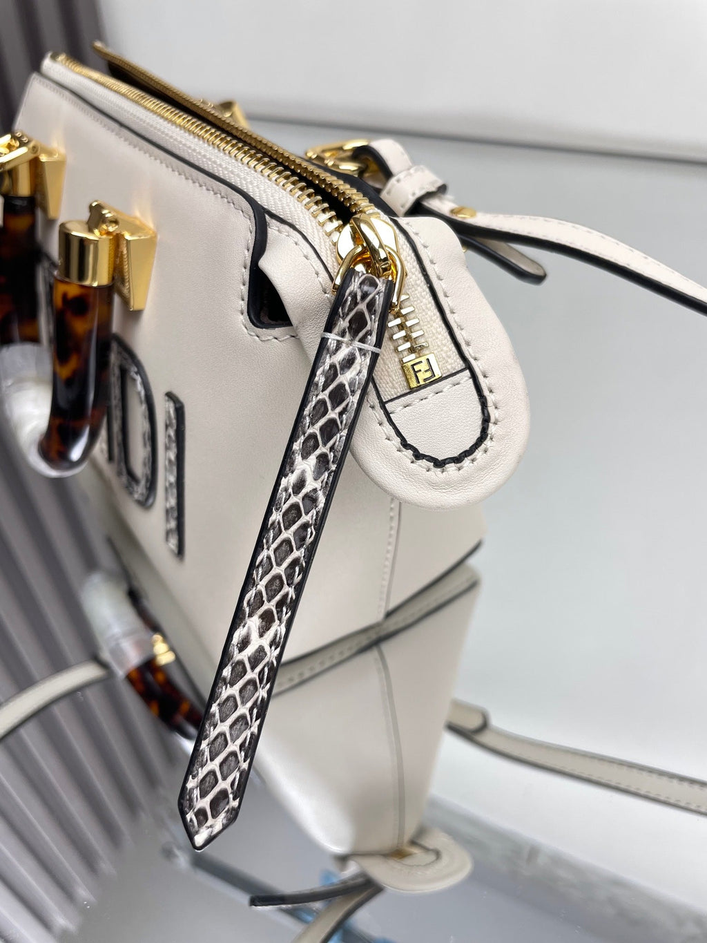 Fendi By the Way Mini 18 in White Lambskin Gold Hardware Bag
